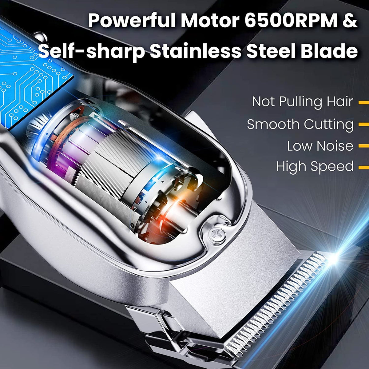Professional Wireless Hair Clipper Kit for Men with Adjustable Blade and LED Display