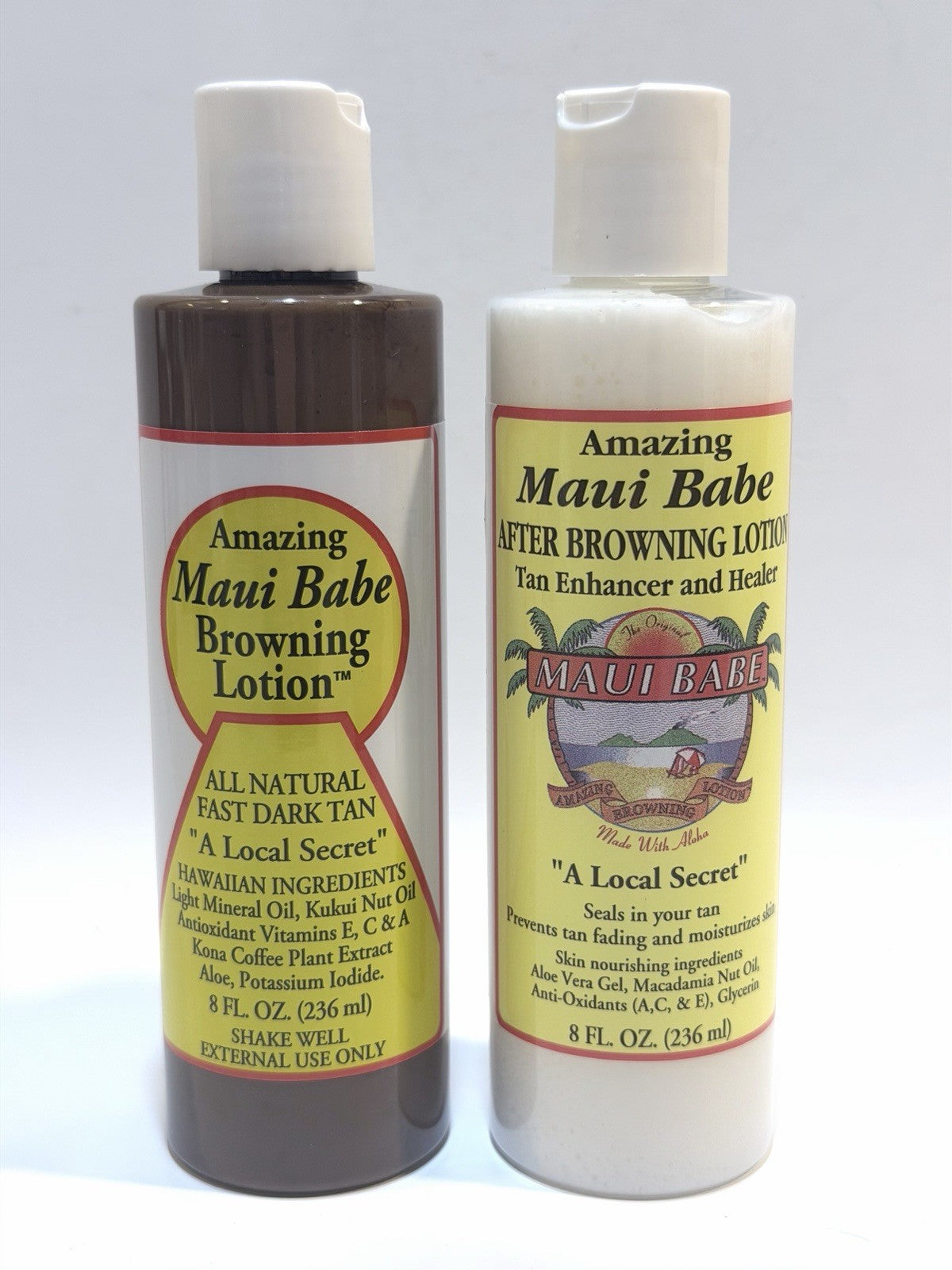 Maui Babe Browning & After Browning Lotion Set 8 Oz Each Tanning Oil & After Sun Care