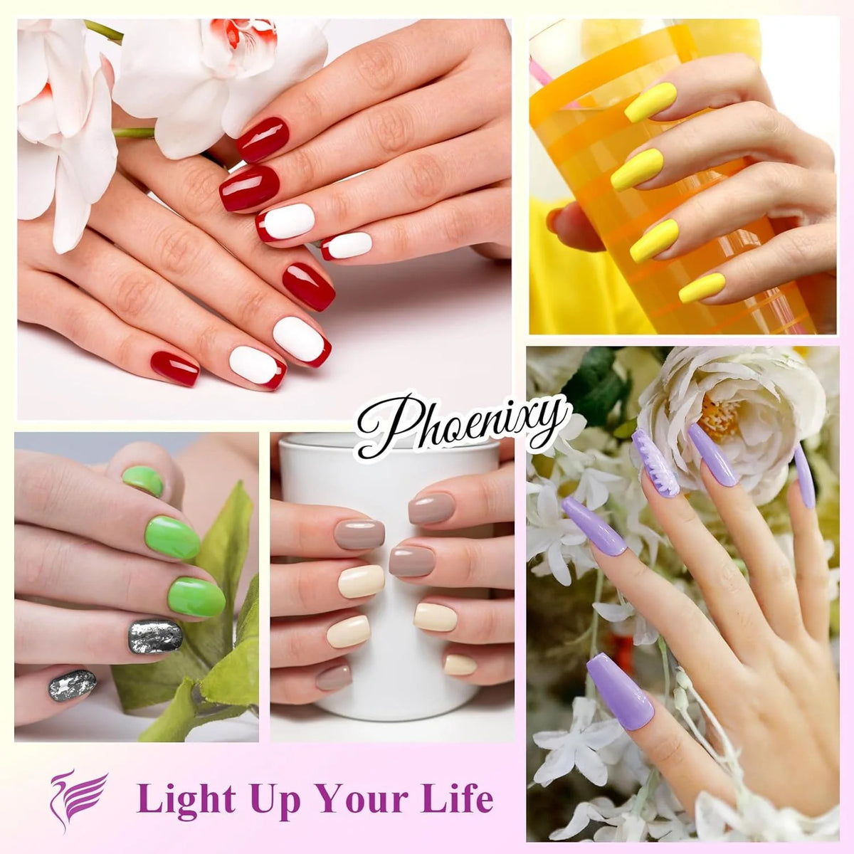 24PCS Gel Nail Polish Set with Base, Glossy & Matte Top Coats - Purple Colors