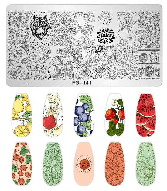 Nail Stamping Plate - FG141 Fruits Floral Design for Nail Art