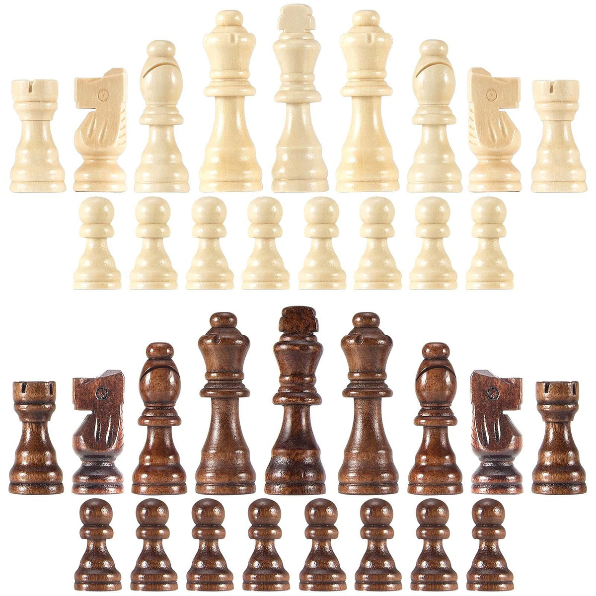 Wooden Chess Pieces Set - 32 Handcrafted French Staunton Style, Bronze Finish