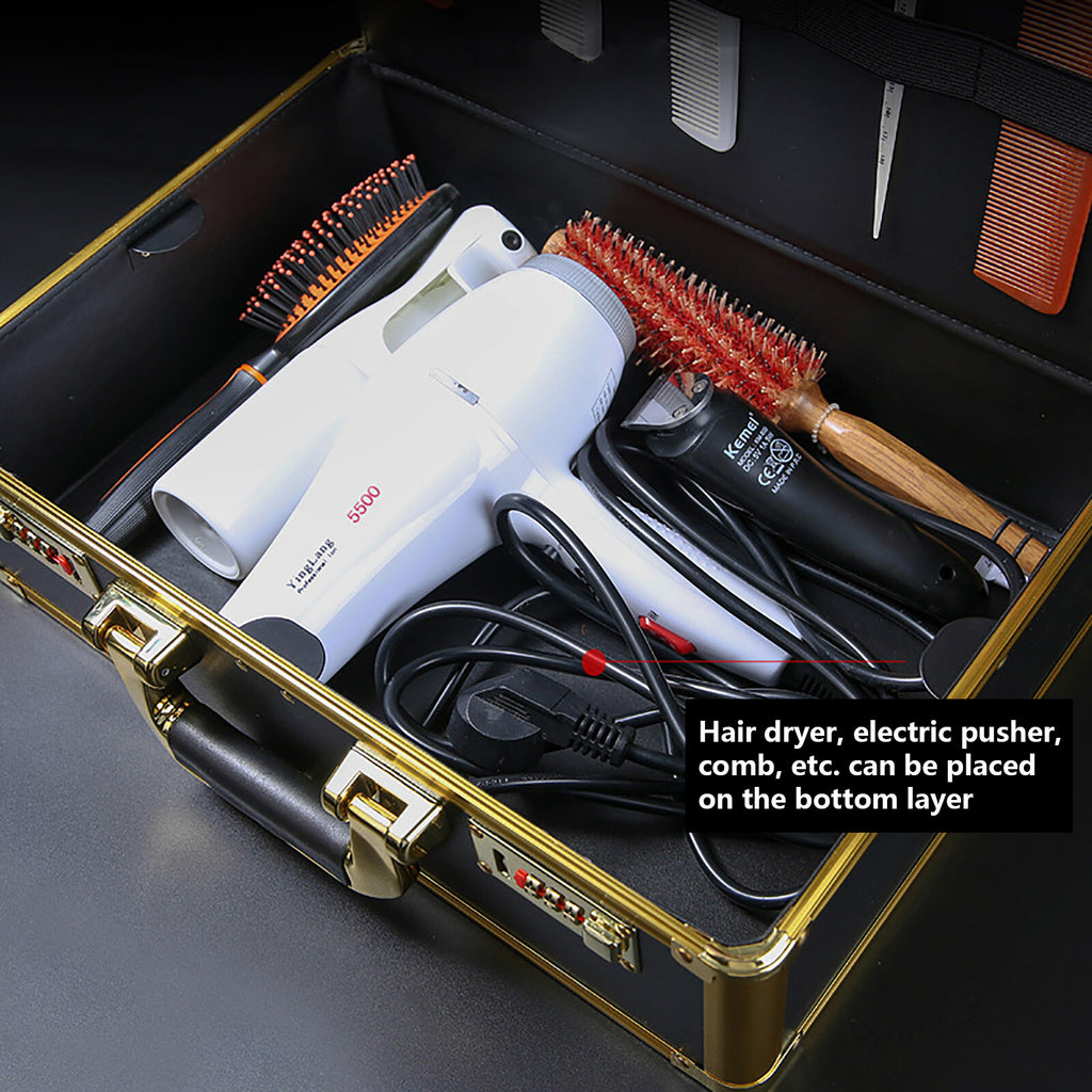 Portable Barber Tool Organizer Case with Locking Compartments for Travel and Salon Use
