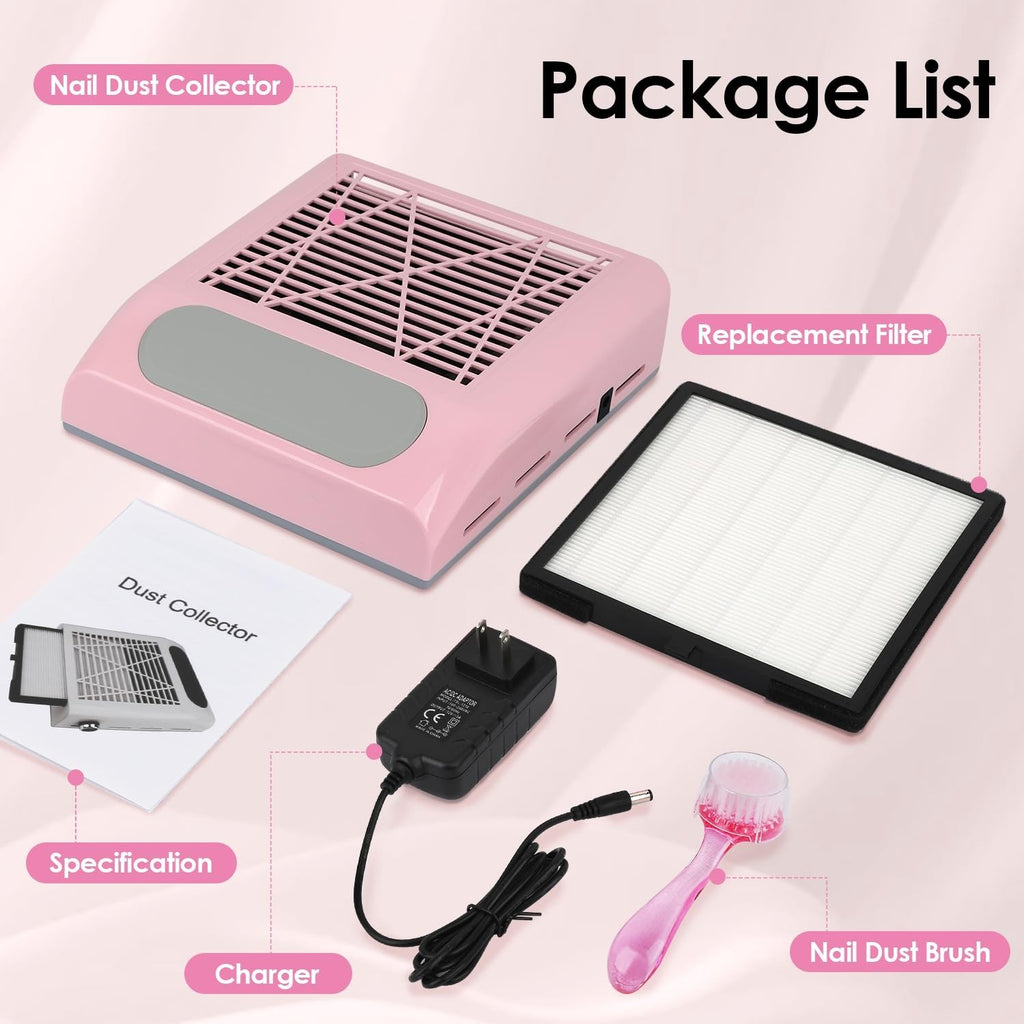 Electric Nail Dust Collector Vacuum Machine for Acrylic Nails 80W