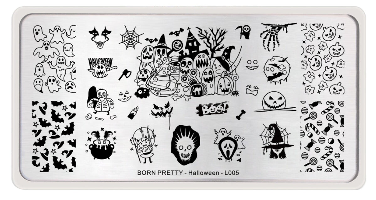 Halloween Nail Art Template Pumpkin Witch Candy Image Nail Stamping Plate