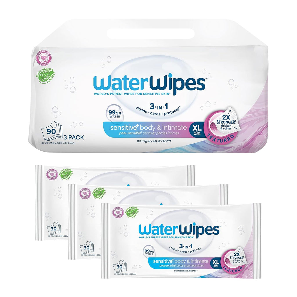 WaterWipes Sensitive Whole Body Cleansing Wipes - XL, Fragrance-Free, 90 Count