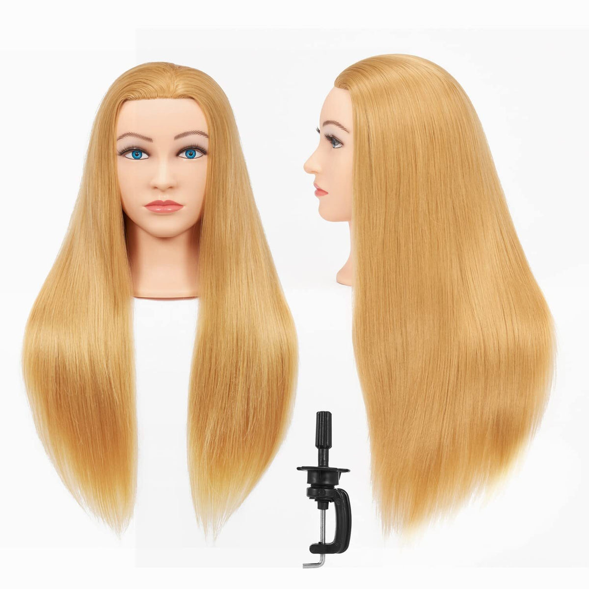 Cosmetology Mannequin Head for Hairdressing Training with Human Hair - 26-28 Inches