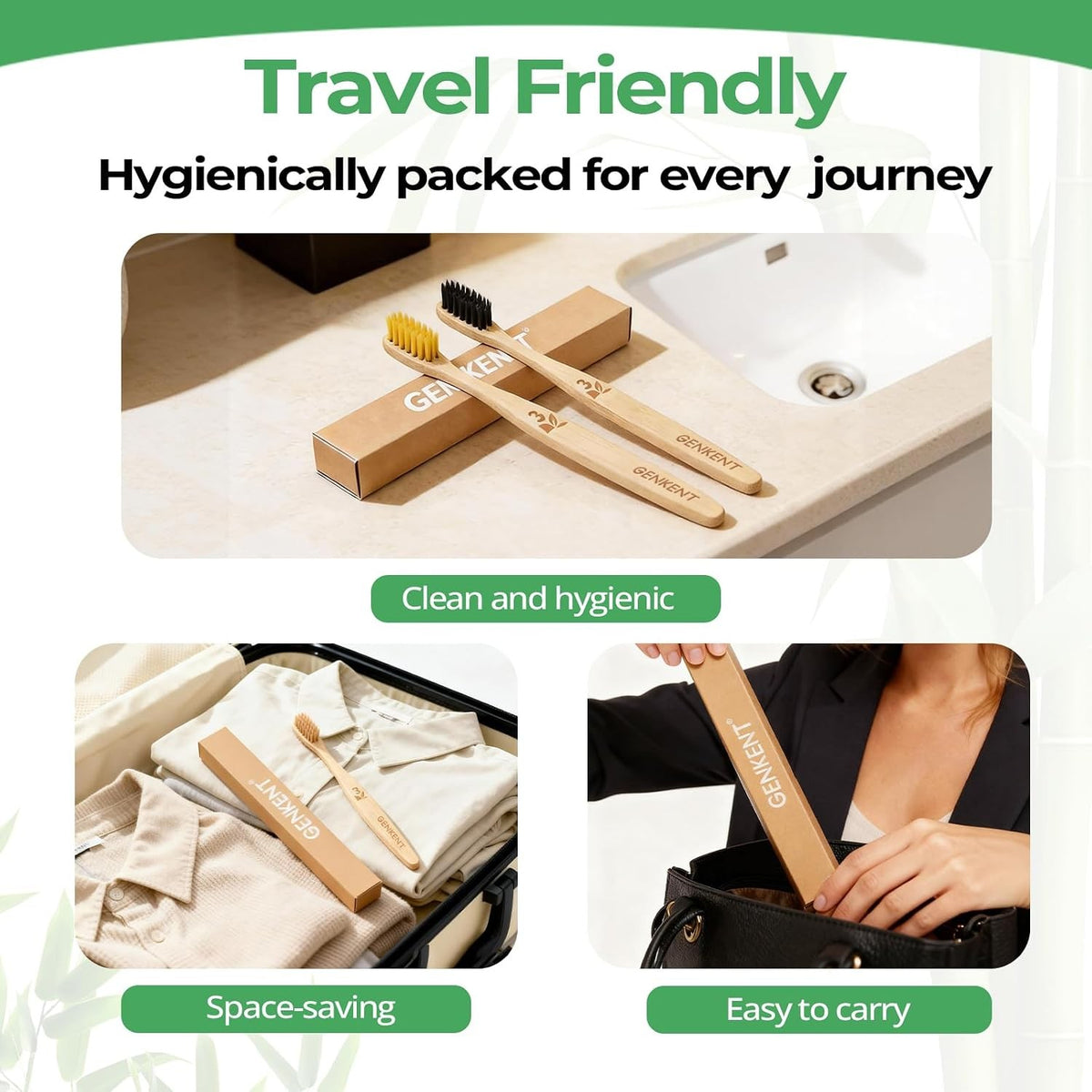 Ultra Soft Bamboo Toothbrush Set - 12 Pack Eco-Friendly & Biodegradable