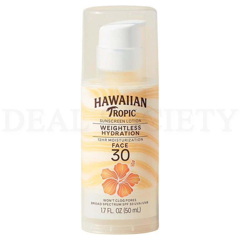 Hawaiian Tropic SPF 30 Weightless Hydration Sunscreen Lotion 1.7oz Lot of 2