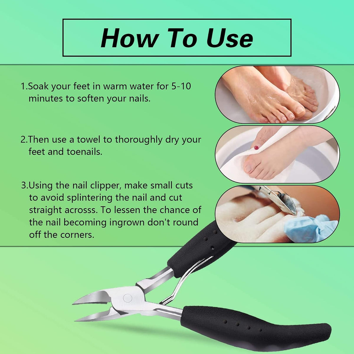 Heavy Duty Stainless Steel Toenail Clipper for Ingrown and Thick Nails