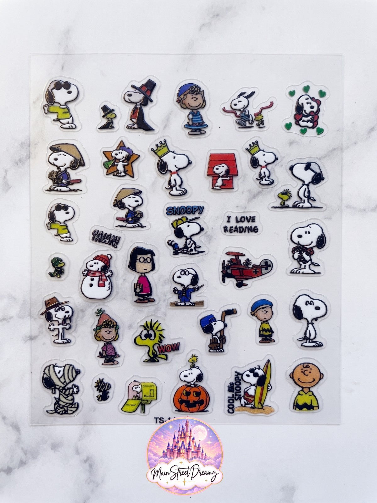 Snoopy 5D Nail Art Stickers Peanuts Nail Decals for Creative Manicure