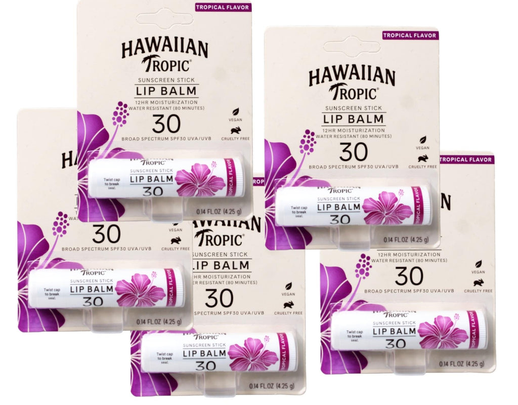 SPF 30 Lip Balm Set - Moisturizing Tropical Lip Care 5 Pack