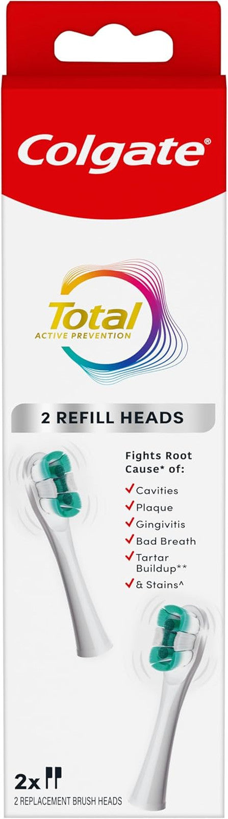 Colgate Total Battery Replacement Toothbrush Heads 2 Pack - White Refill