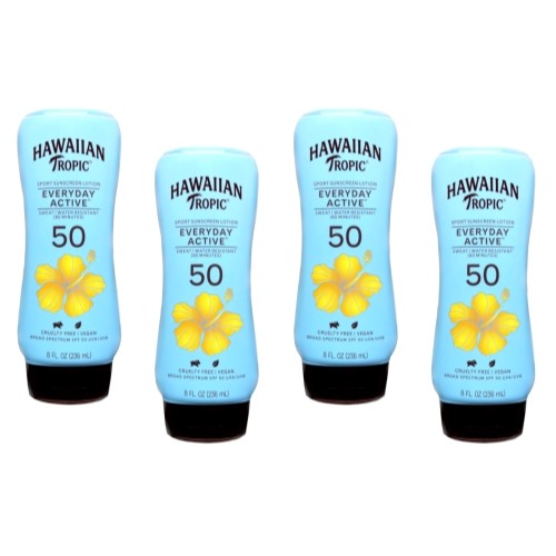 SPF50 Sunscreen Lotion Pack of 4 - Water & Sweat Resistant, Broad Spectrum