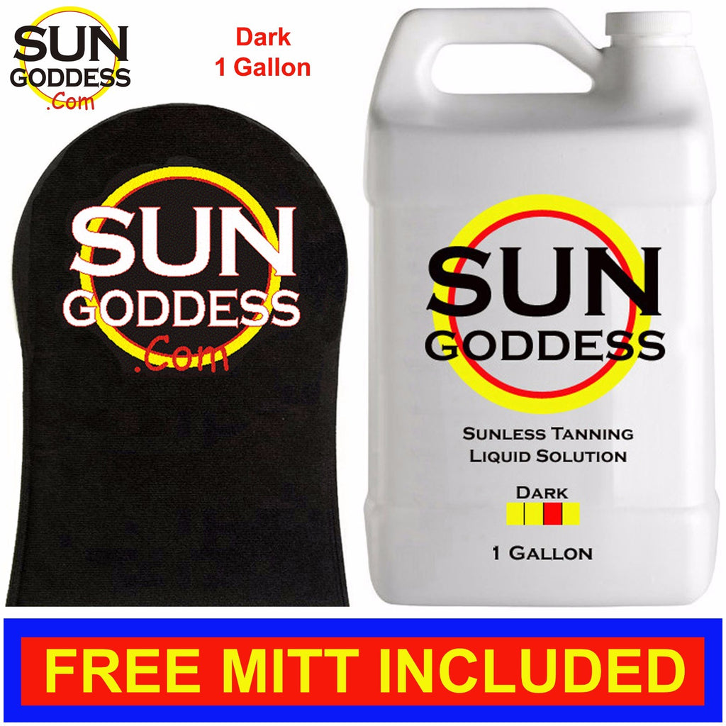 Dark Spray Tan Solution 1 Gallon with Tanning Mitt & Gloves - Sunless Self Tanner