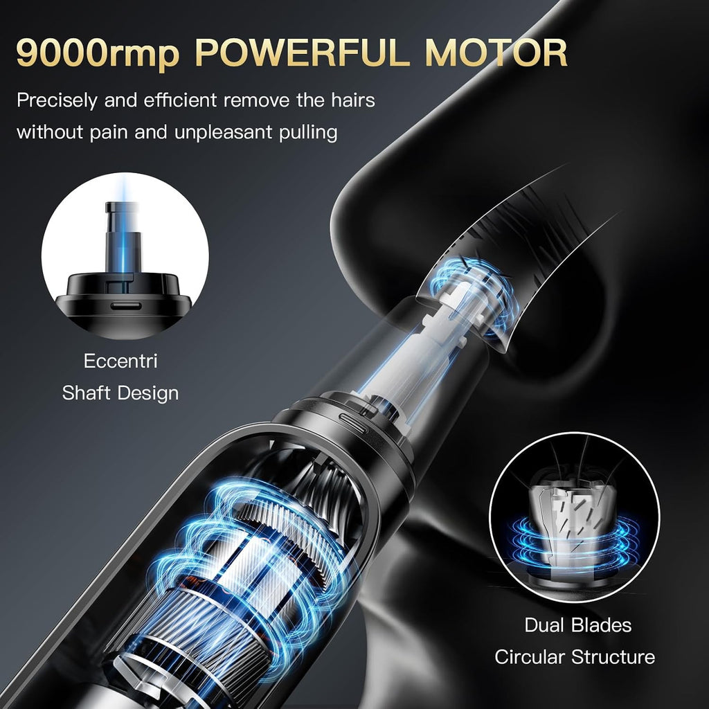 Men Women Ear Nose Hair Trimmer with LED Display USB Rechargeable Dual-Edge Blades