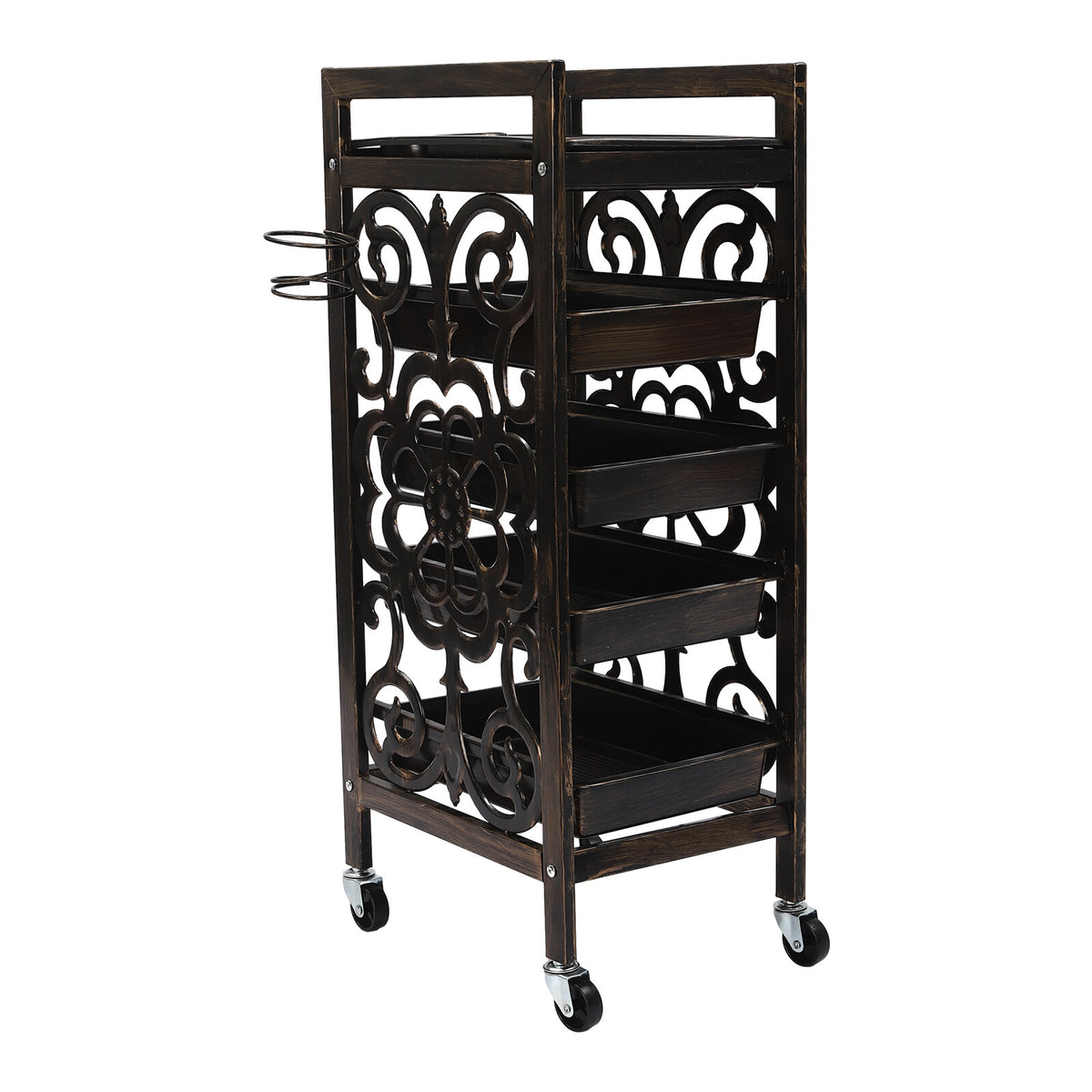 Salon Rolling Storage Trolley with 5 Tiers and Vintage Design - Barber Organizer Cart