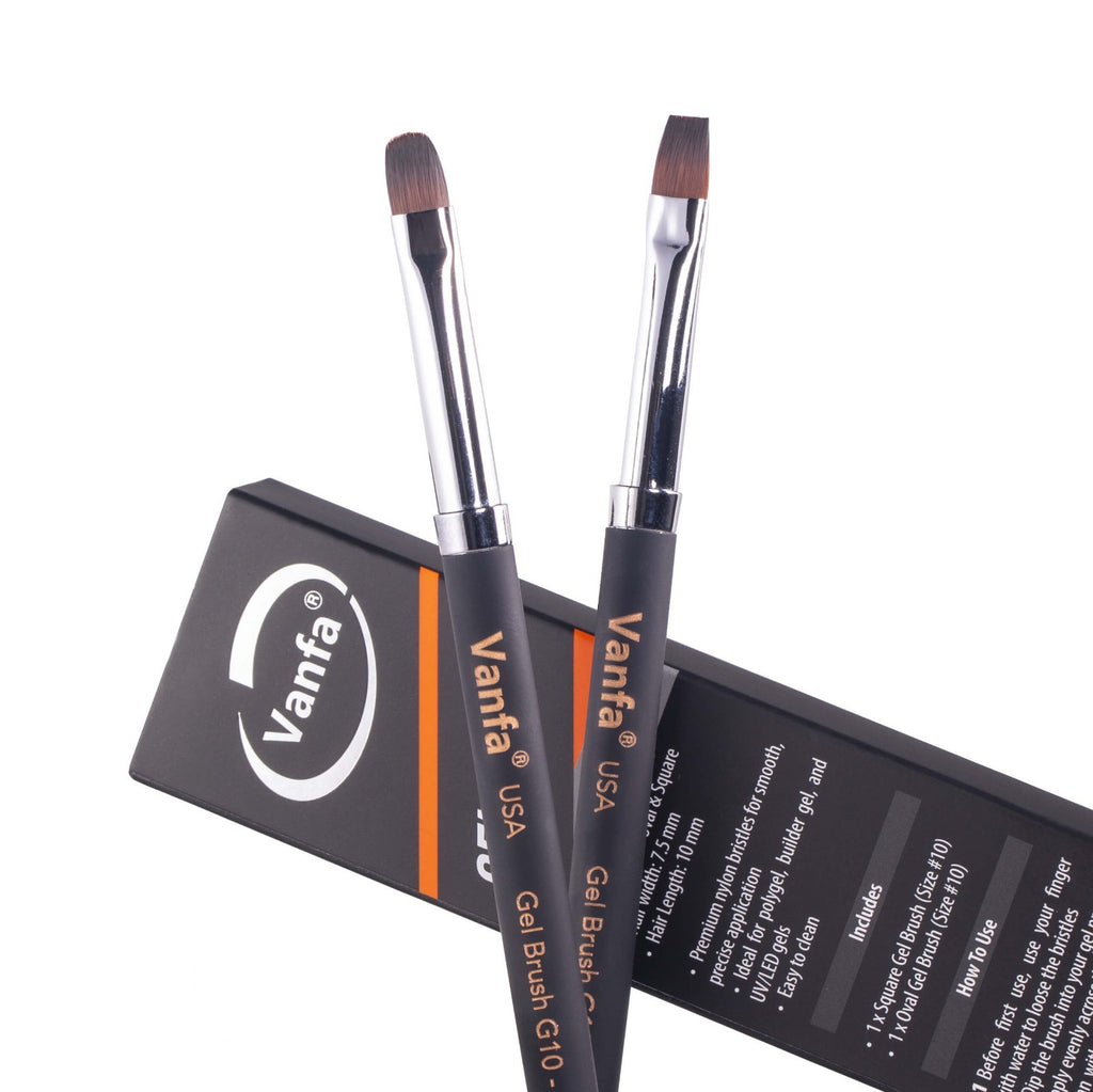 Gel Nail Brush for Builder Gel, Polygel & UV Gel - G10 Set (Square + Oval Heads)