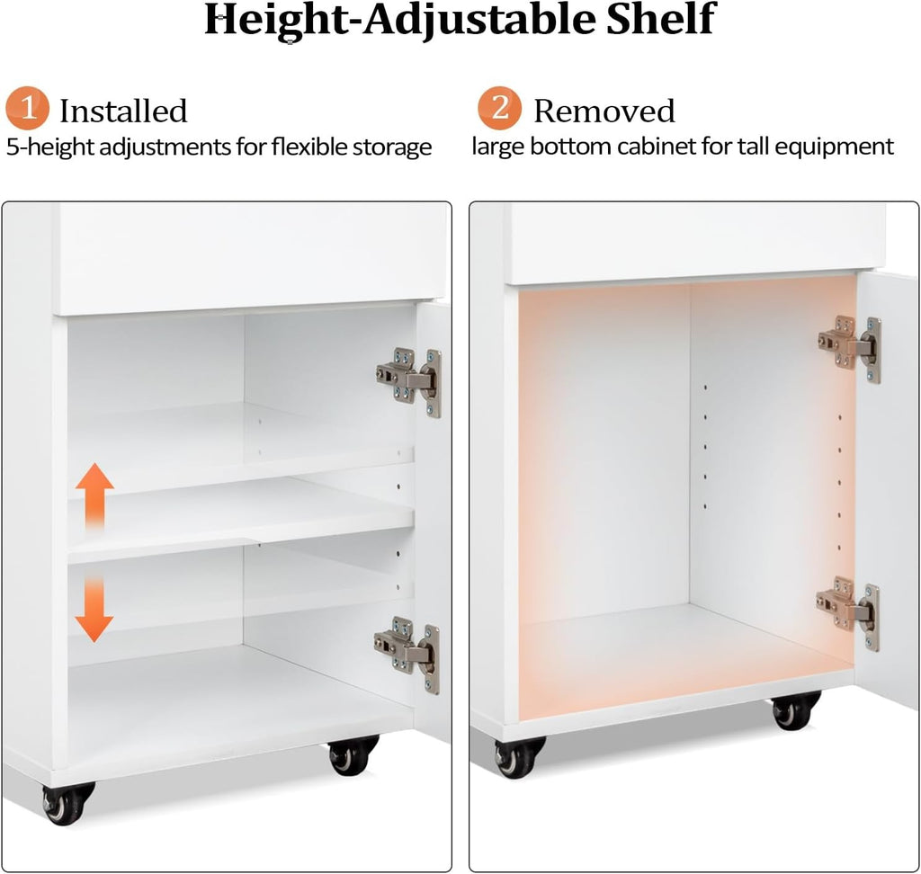 Salon Trolley Storage Cart with Drawers and Adjustable Shelf for Hair Stylist