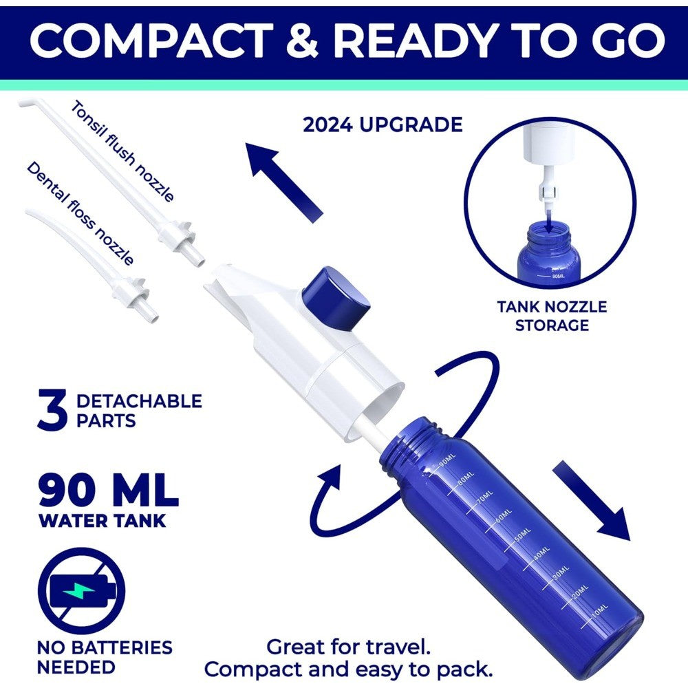 Gentle Oral Irrigator for Sensitive Teeth & Tonsil Stone Removal - Water Flosser
