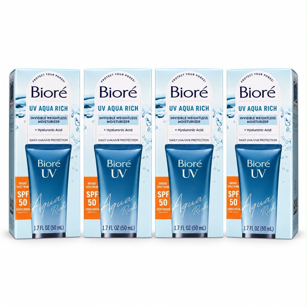 SPF 50 Face Moisturizer with Hyaluronic Acid - Lightweight, Invisible Sun Protection 1.7 oz 4-Pack