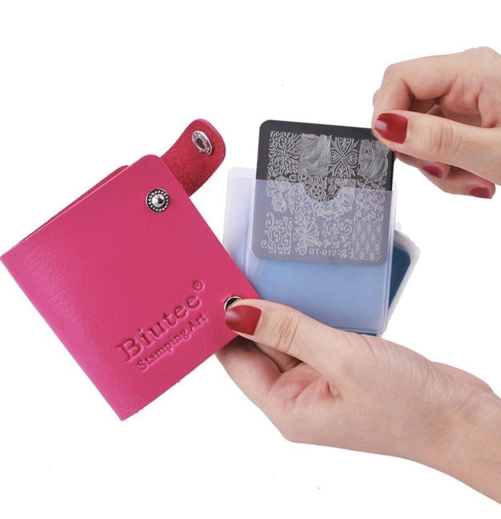 Nail Stamping Plates Set 12Pcs with Stamper, Scraper & Storage Bag - Nail Art Tools