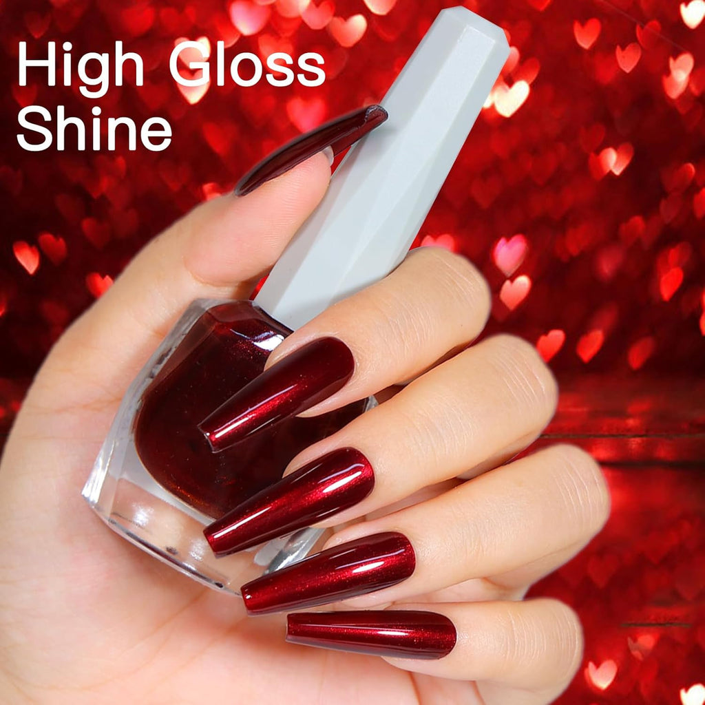 12ml Burgundy Nail Polish - Quick Dry Lustrous Ultra Chrome Finish