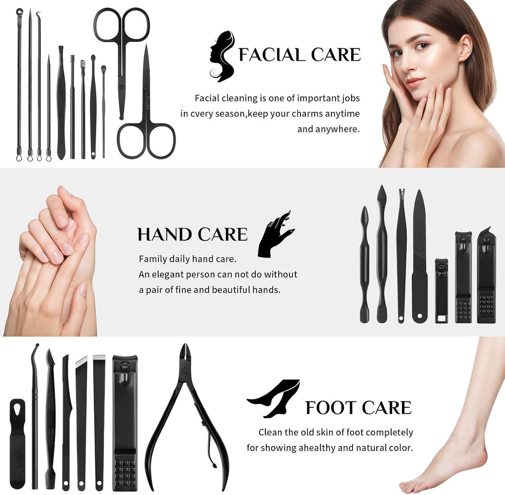 26-Piece Stainless Steel Nail Clipper & Manicure Pedicure Kit for Personal Care
