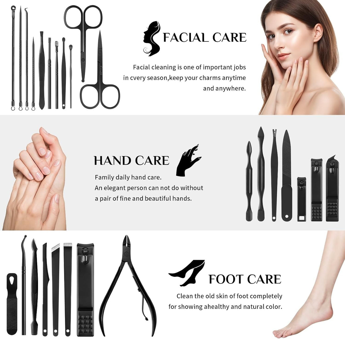 26-Piece Stainless Steel Nail Clipper & Manicure Pedicure Kit for Personal Care