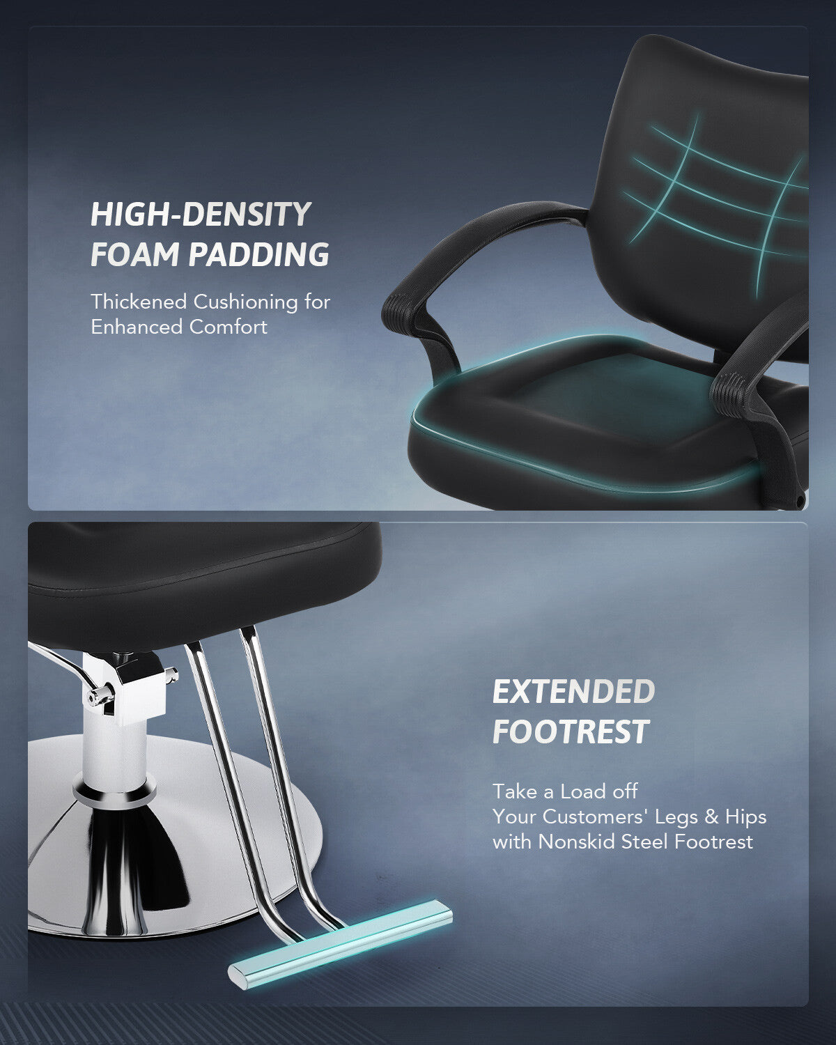 Hydraulic Barber Chair Salon Styling Chair with 150kg Capacity Black