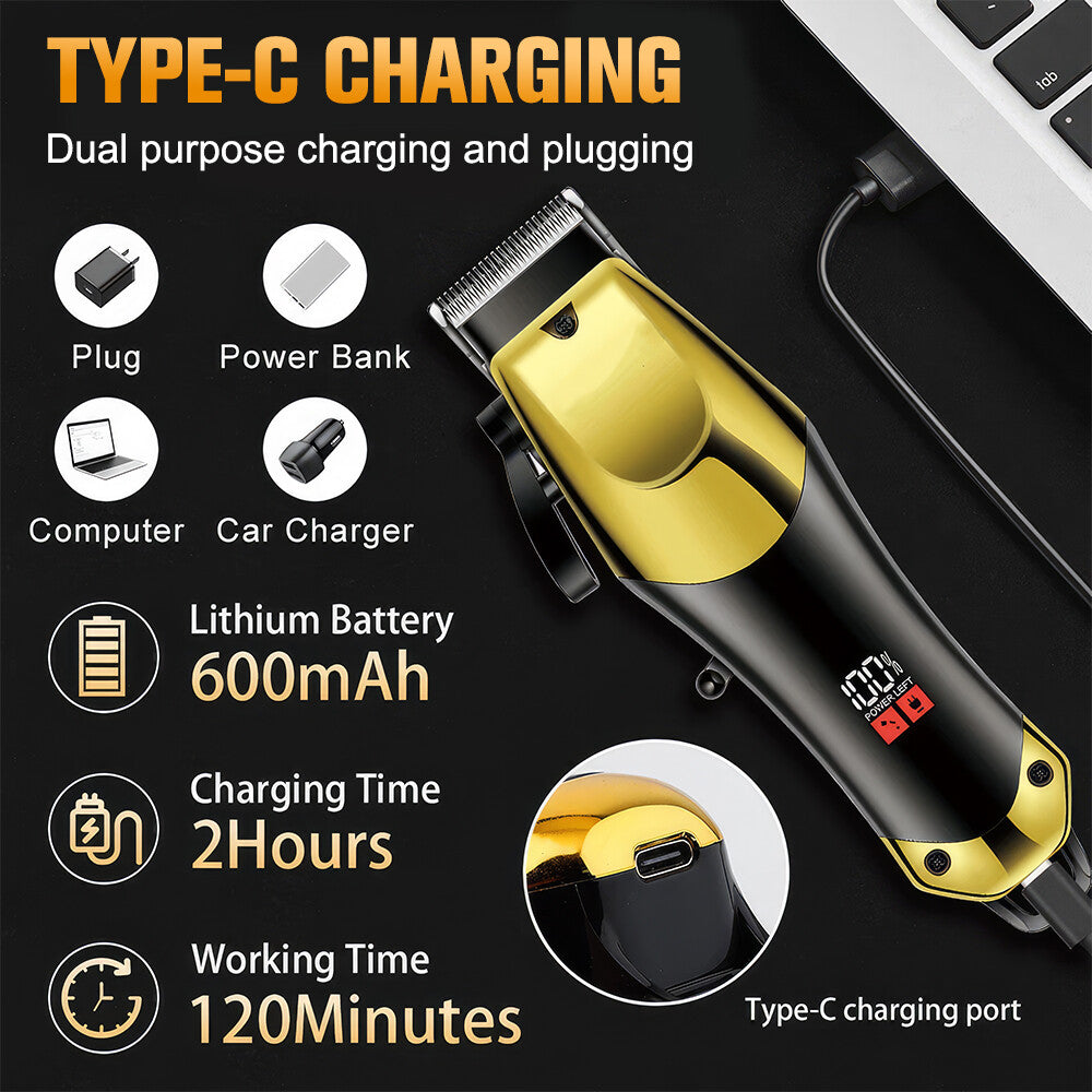 Cordless Professional Hair Clippers & Beard Trimmer Set for Men