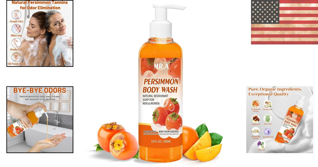 Persimmon Liquid Body Wash - Long-Lasting Odor Eliminator & Gentle Cleanser