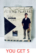 Men's Safari Camp Shirt 48-Inch Chest Mesh Long Sleeve Black Set of 5