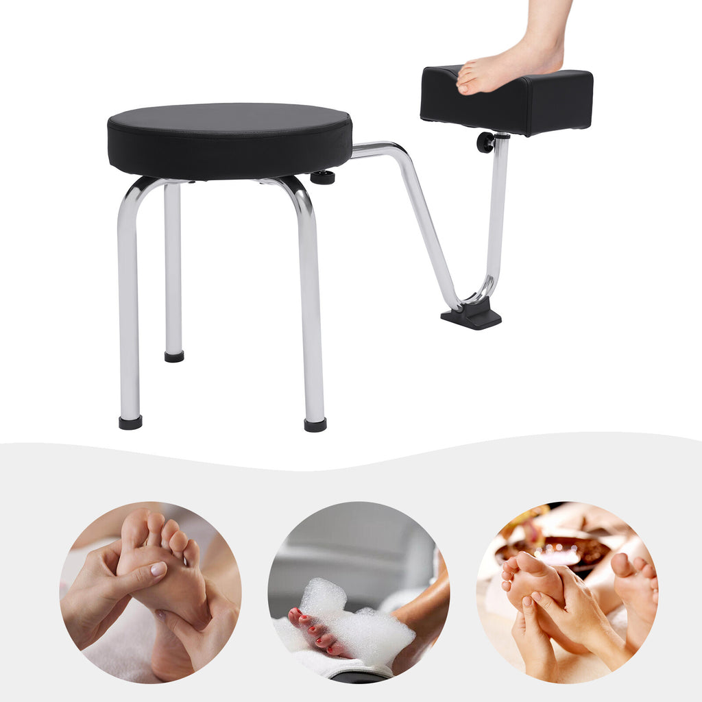 Adjustable Pedicure Stool with Leg Rest for Nail Salon & Tattoo Chair