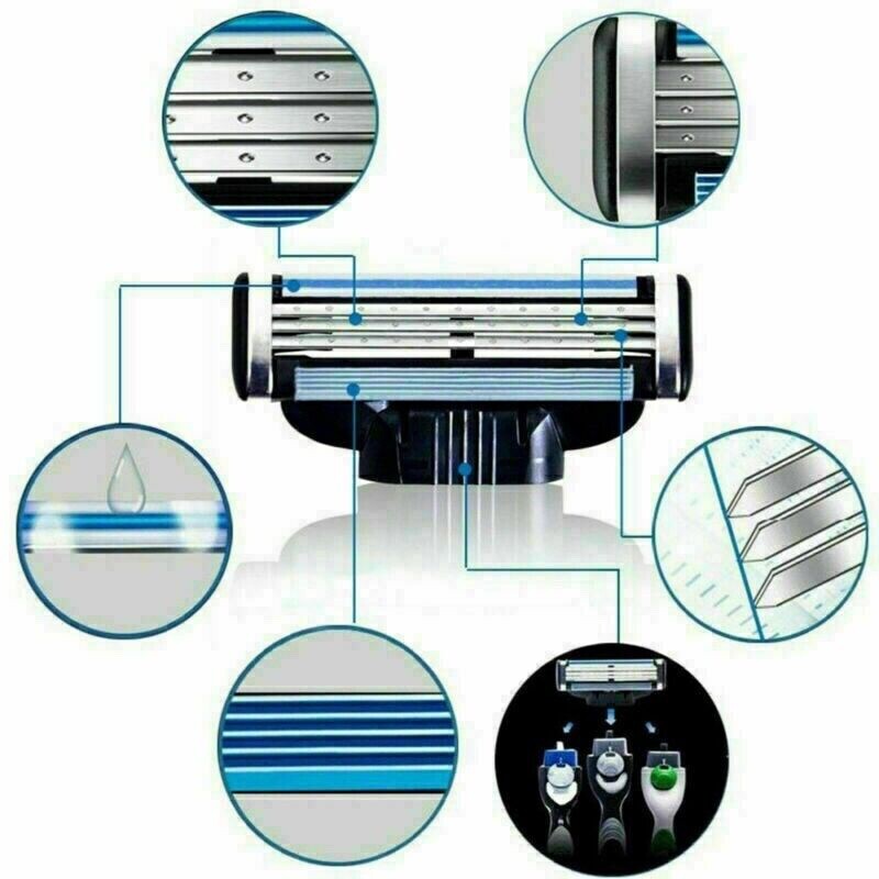 4 Pcs Razor Blades Compatible with Gillette Mach3 - Sharp Shaving Replacement Cartridges