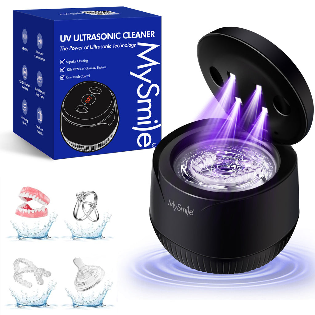 Ultrasonic Dental & Jewelry Cleaner 45kHz UV Sterilizer with Tablets – Portable
