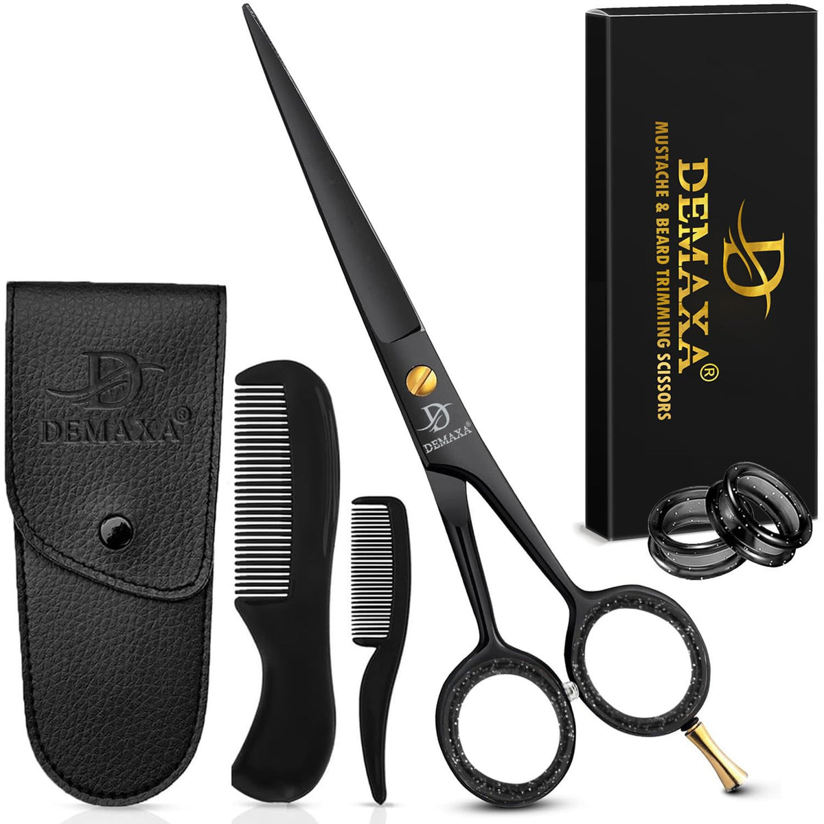 Professional Beard Scissors for Men with Mustache Comb & Grooming Kit