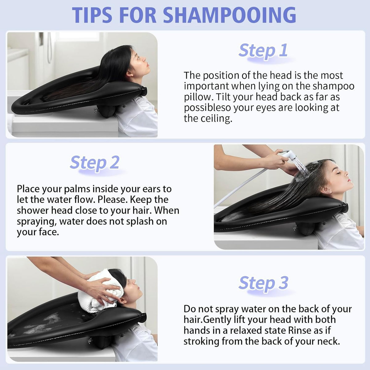 Inflatable Hair Washing Basin Portable Shampoo Sink for Elderly & Injured