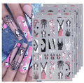 Glow in The Dark Halloween Nail Decals Ghost Spider Web Skull - 4 Sheets