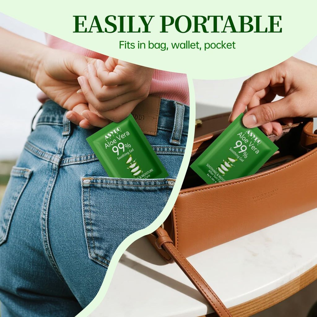 Natural Aloe Vera Gel Pack - 30 Individually Wrapped Travel Sizes