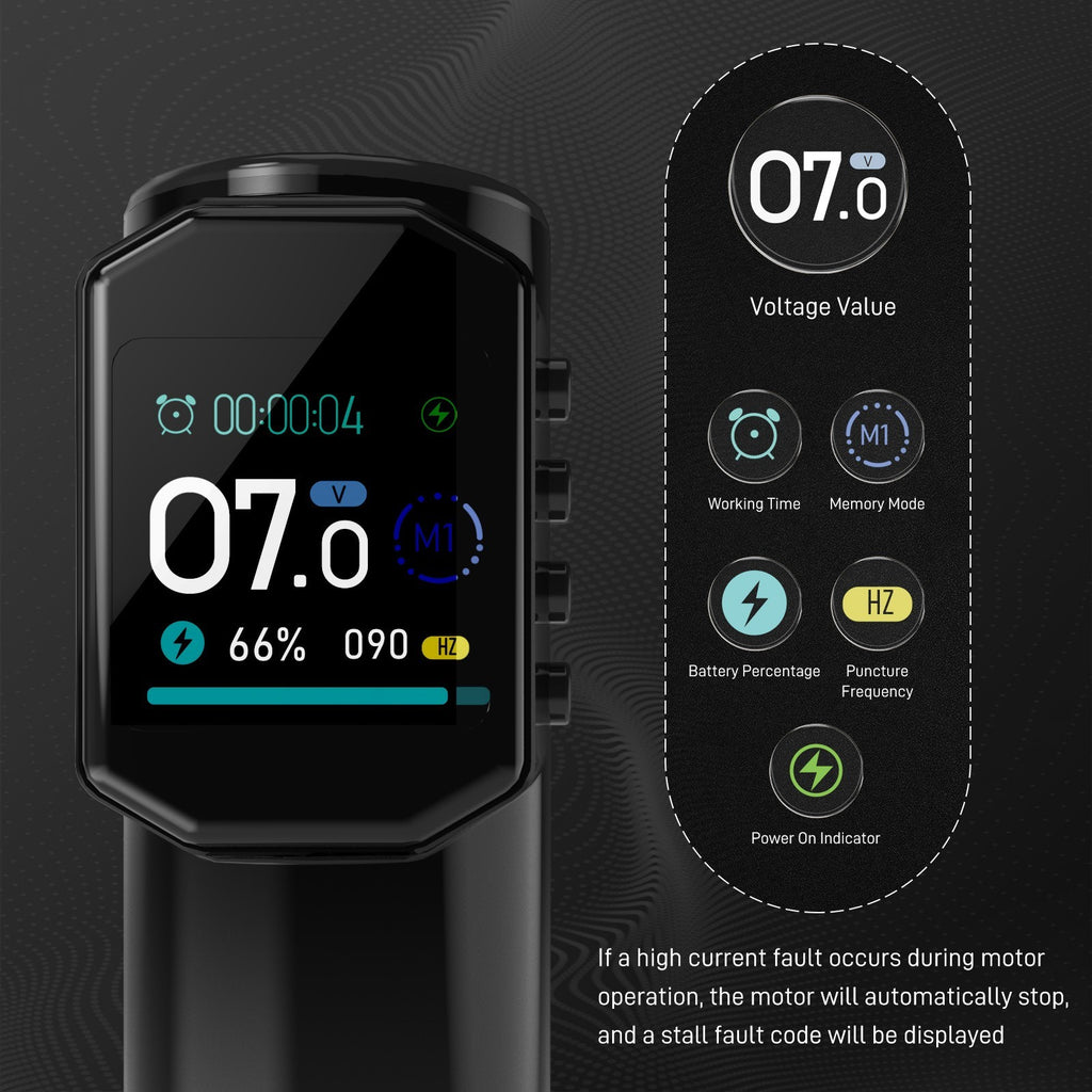 Wireless Tattoo Pen Machine Kit with HD OLED Display, USB‑C Charging