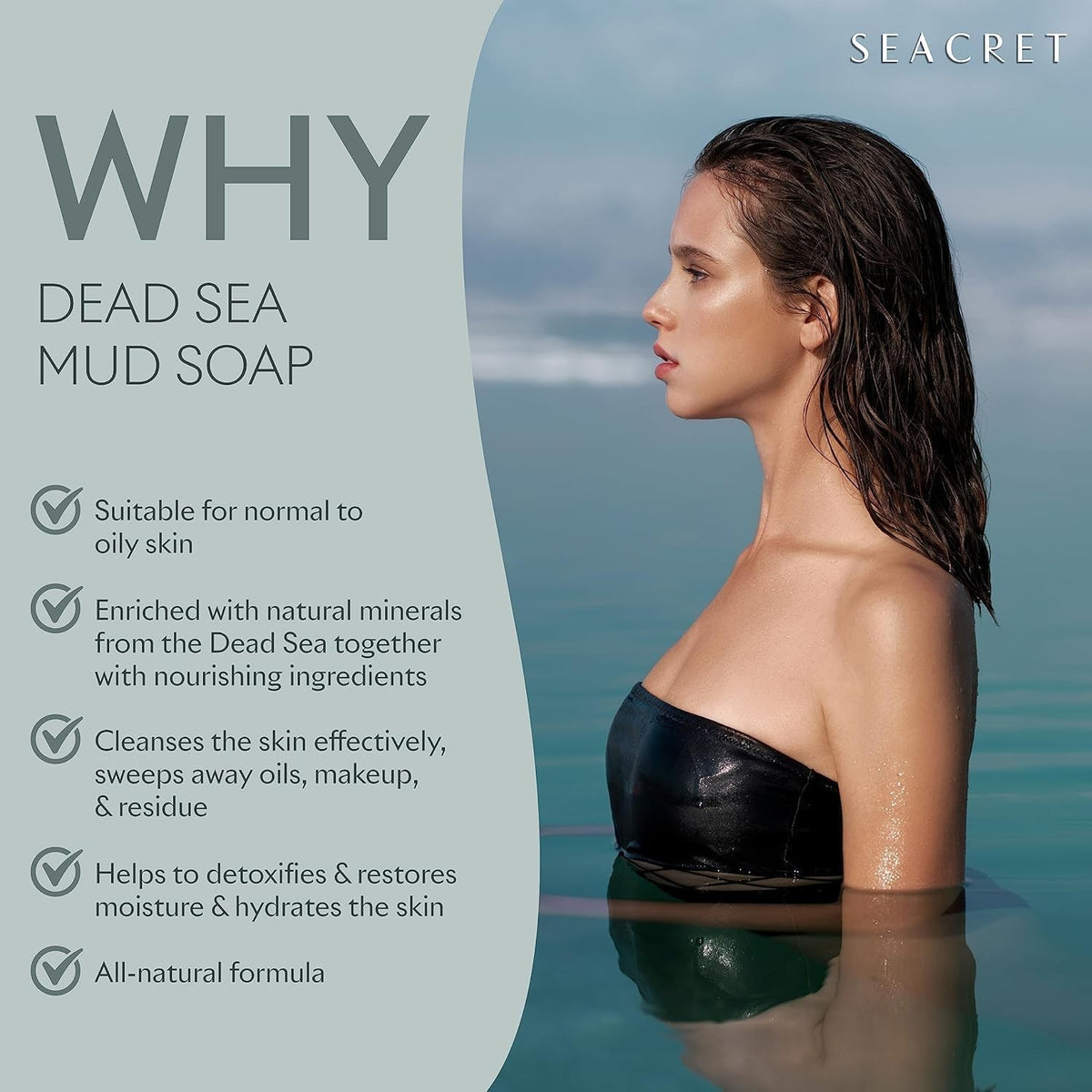 Dead Sea Mud Soap Bar - Deep Pore Cleansing for Face & Body, 13.2oz