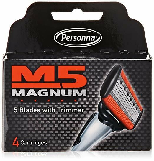 Personna M5 Magnum 5-Bladed Razor Cartridges with Trimmer — 4 Pack
