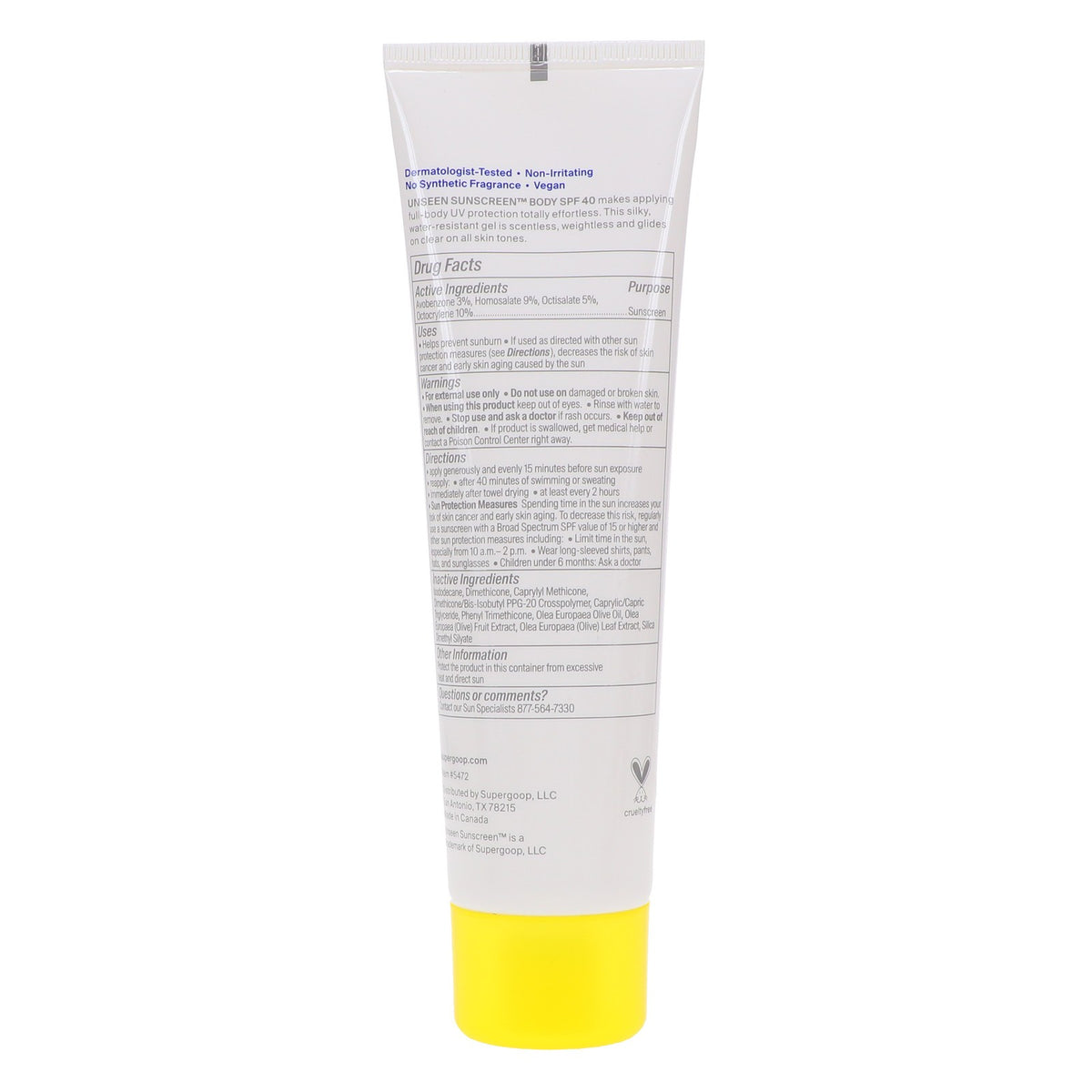 Unseen Sunscreen Body SPF 40 - Invisible, Weightless Sun Protection 3.4 oz