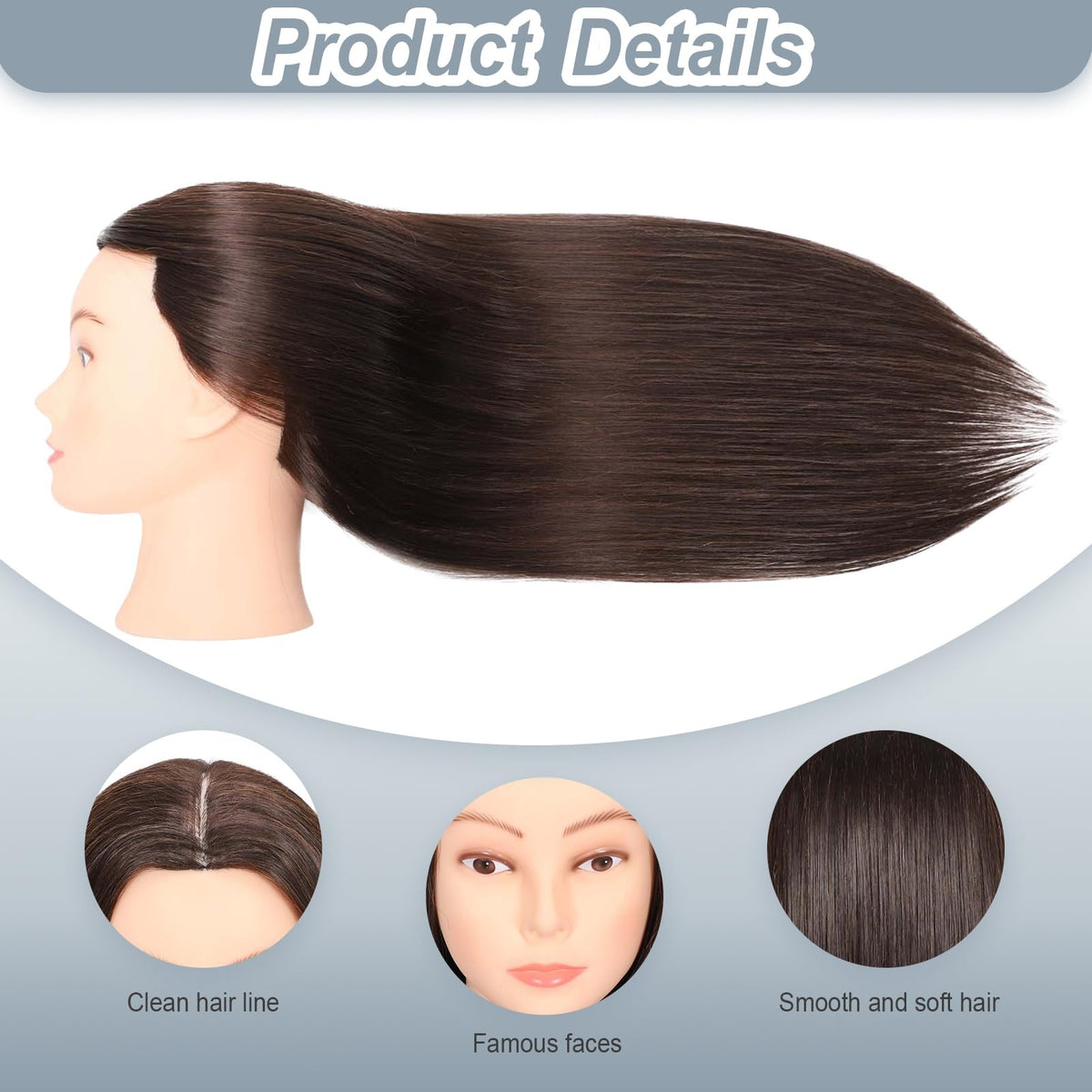 Mannequin Head with 80% Human Hair for Hair Styling Practice 26-28 Inch