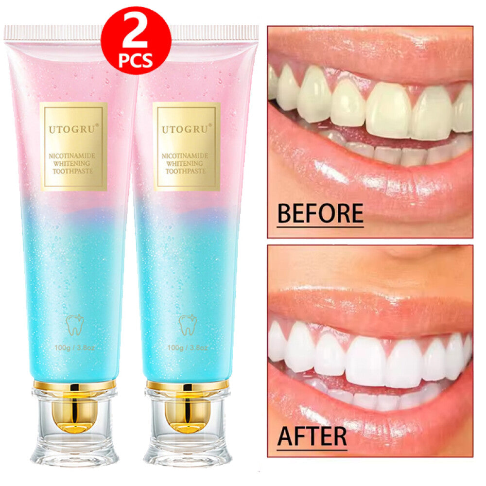 Nicotinamide Whitening Toothpaste for Brightening & Fresh Breath - 2X Pack 100g