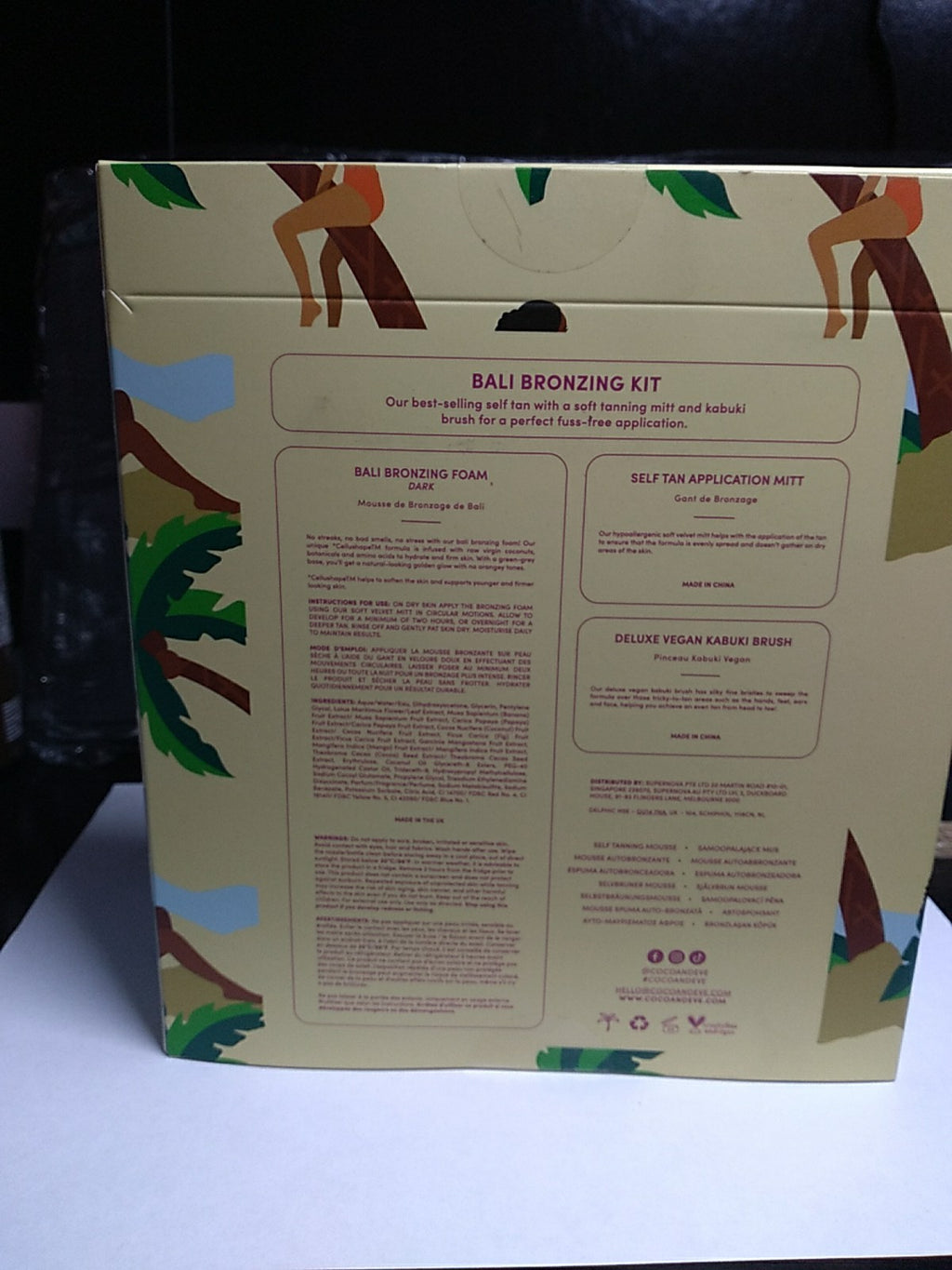 Sunless Tanning Kit with Dark Foam, Brush & Mitt - Vegan Bali Bronzing Set