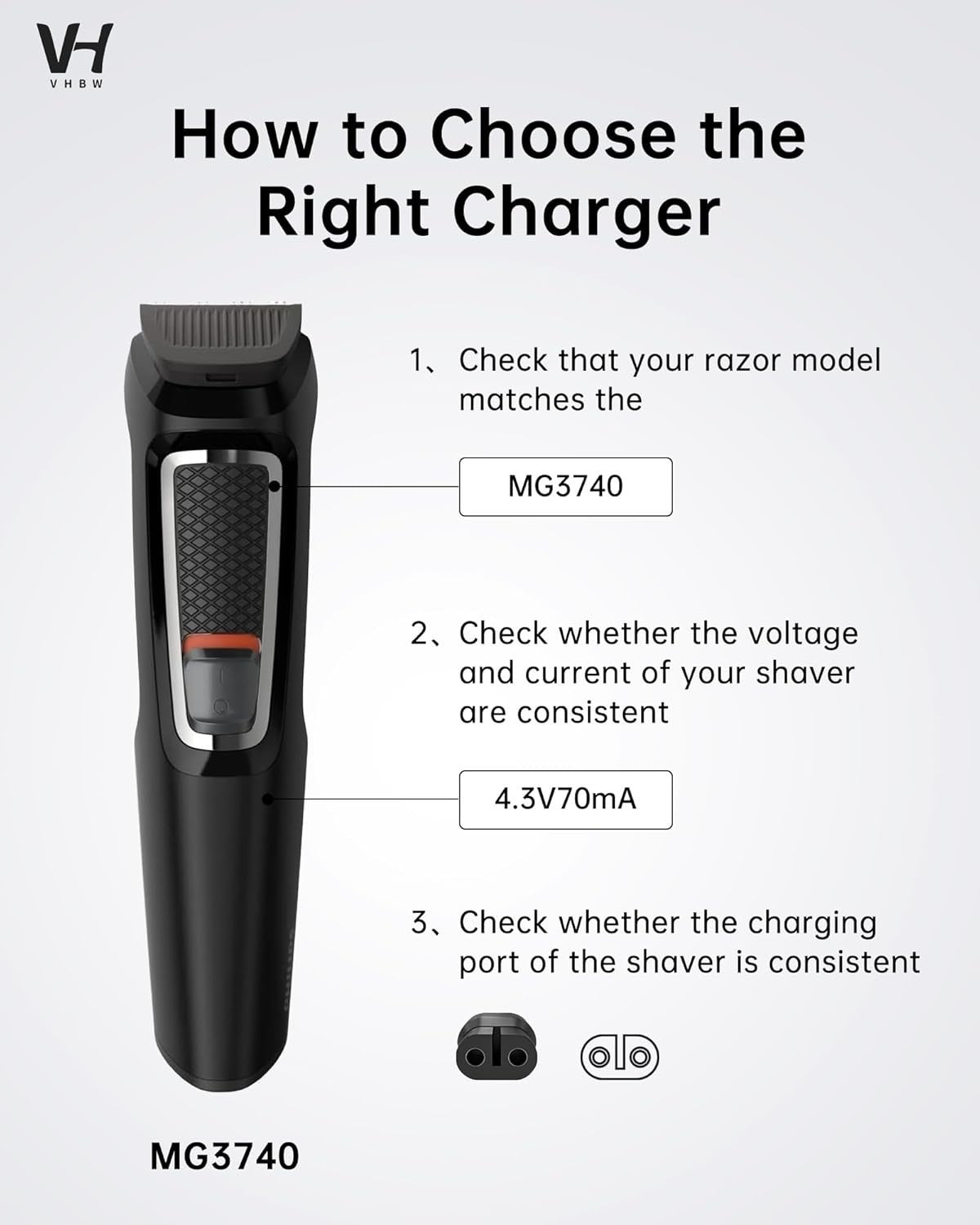 4.3V Trimmer Charger with 5FT Cable - Travel-Friendly Power Adapter