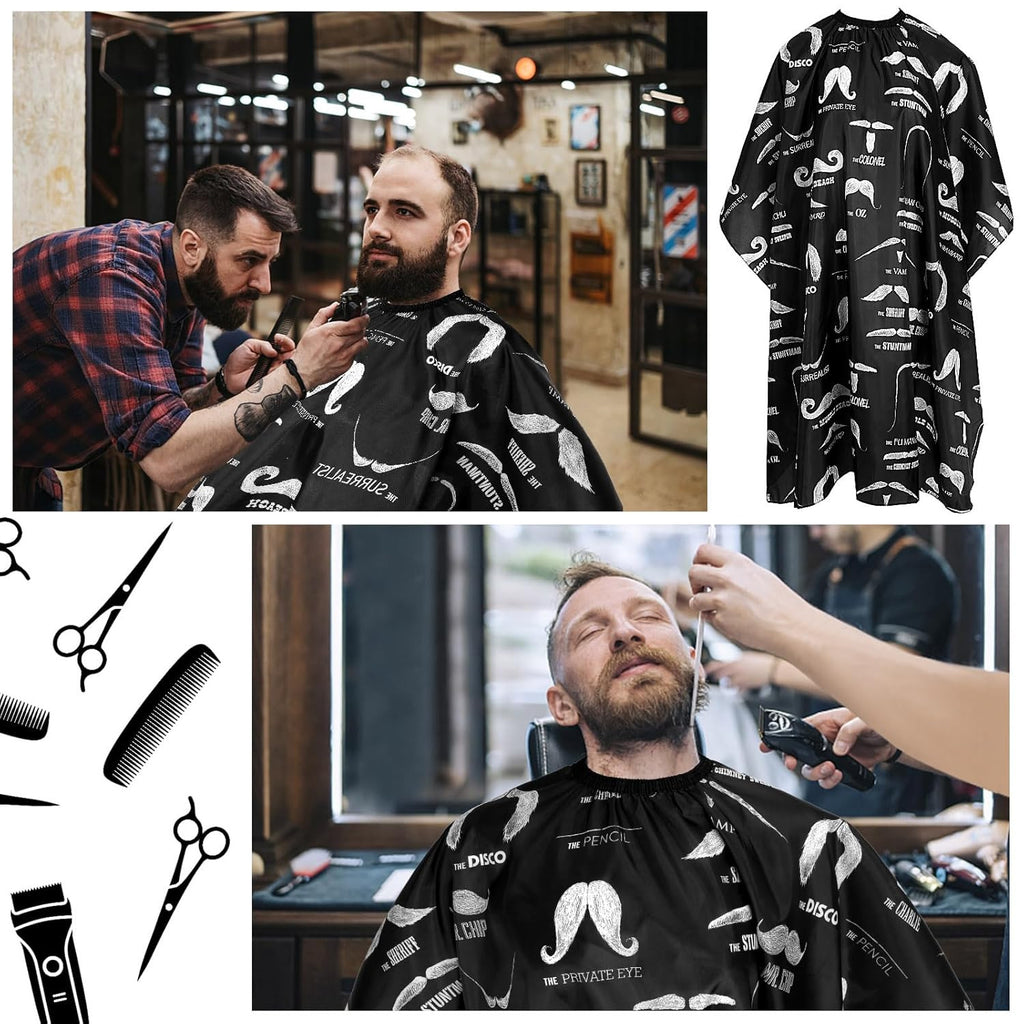 Professional Hair Cutting Cape with Neck Duster Brush Set for Barbershop & Home Use