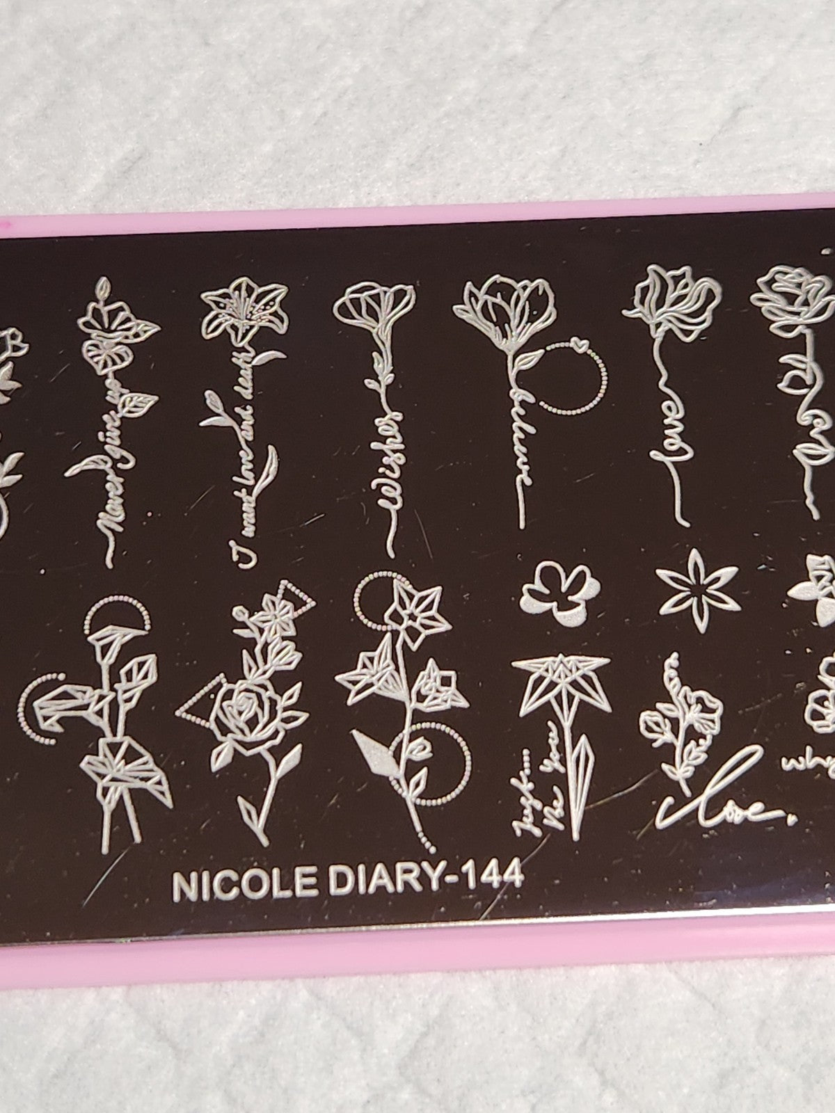 Nail Stamping Plate 144 Floral and Script Design for Nail Art
