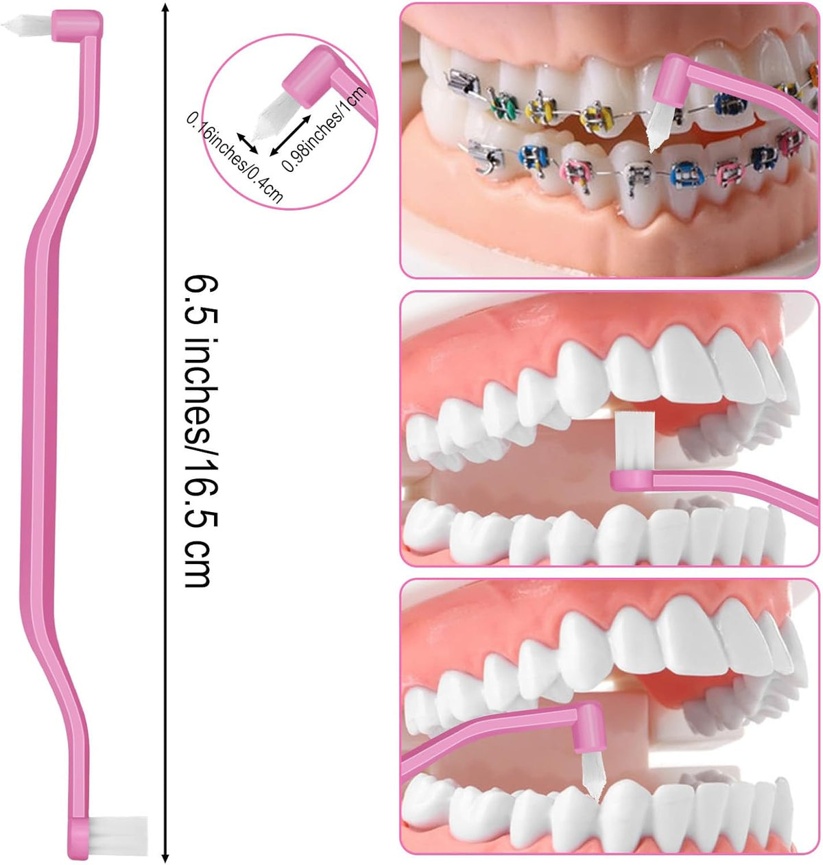 6 Pcs Small Head Orthodontic Interdental & Toothbrush Set for Deep Cleaning